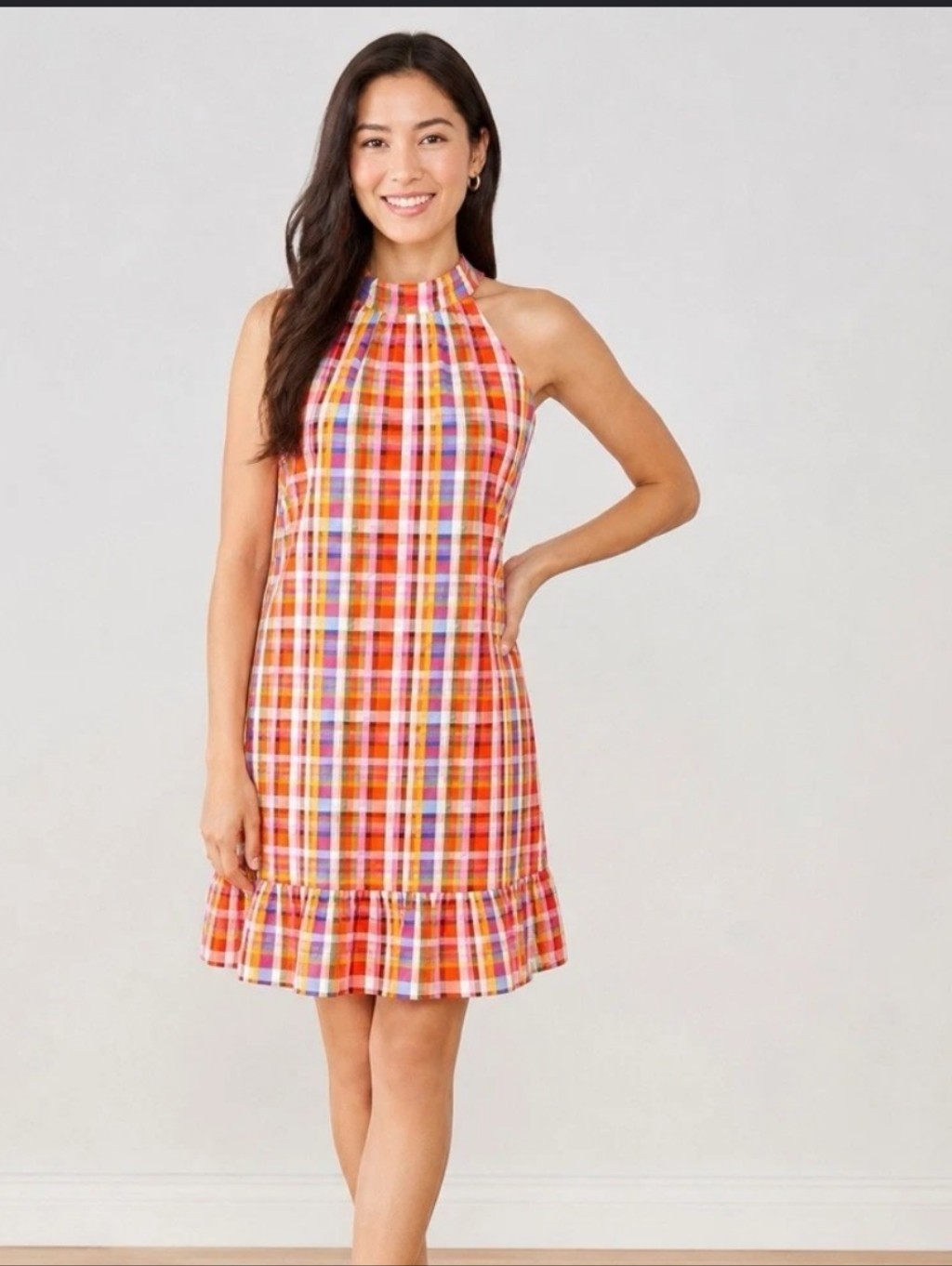Ann Taylor Colorful Plaid Halter Sundress